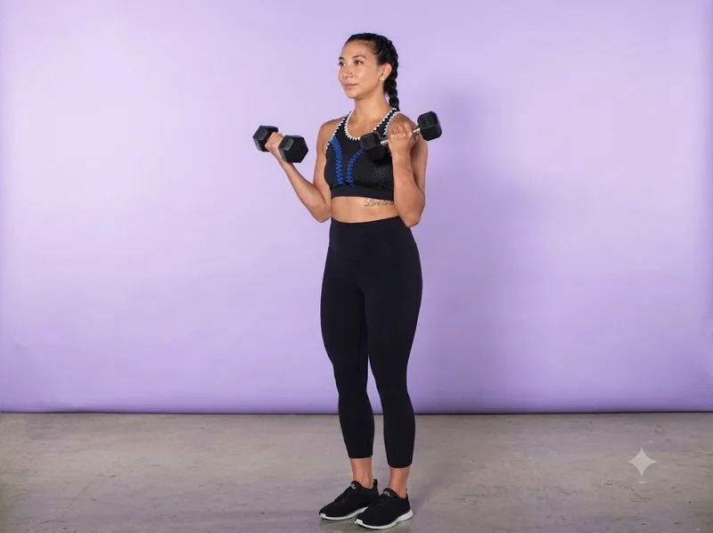Dumbbell biceps curl giúp phát triển cơ nhị đầu và cải thiện sức mạnh tay.