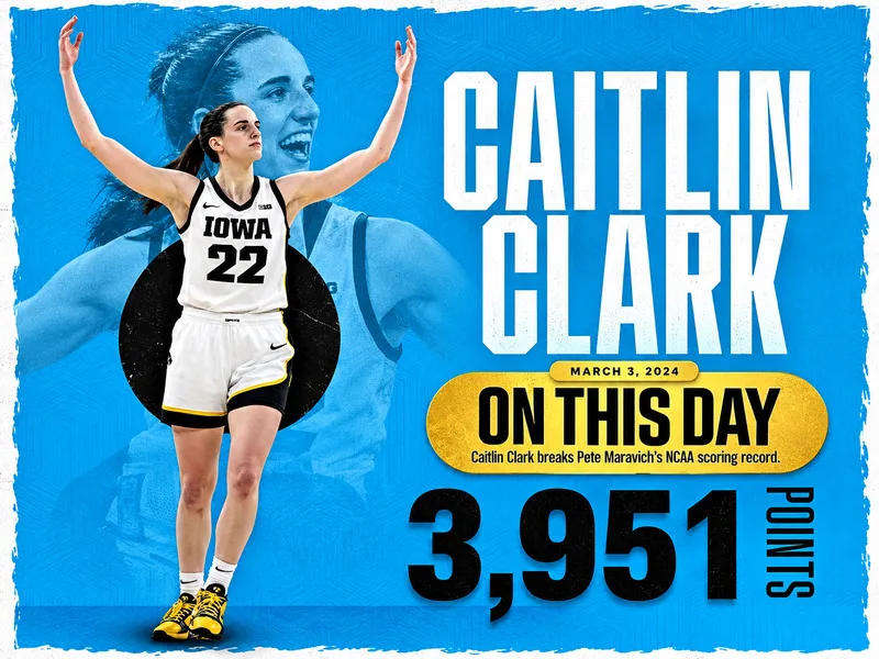 Caitlin Clark lập kỷ lục 3.951 điểm NCAA trong màu áo Iowa Hawkeyes.